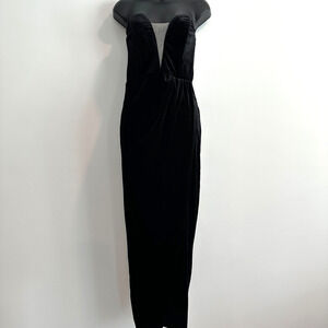 LULUS My Dream Come True Black Velvet Strapless Maxi Dress Size Small Plunge Nec